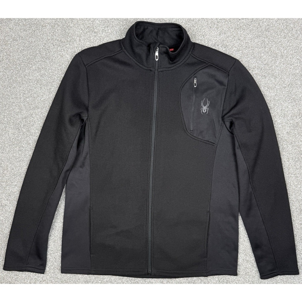 Spyder Full Zip Jacket Men L Black Fleece Thermal Outdoor Hiking - Picture 2 of 11